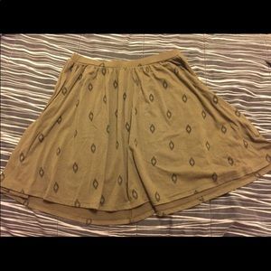 Olive Green Patterned Circle Skirt